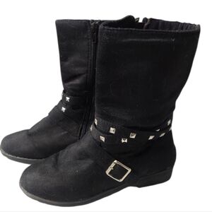 Black Ankle Boots with Studded Belted Look Detail